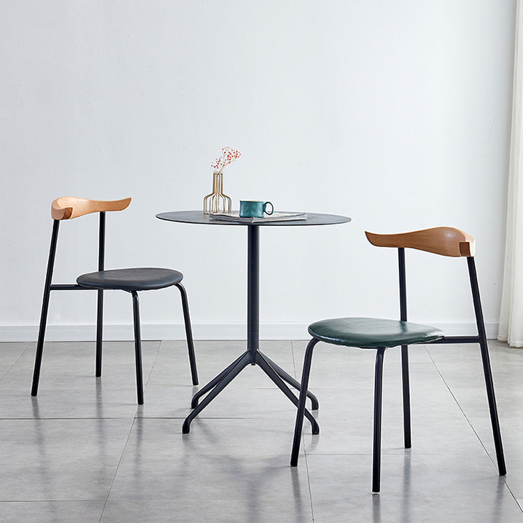 Chaises sans bras de salle à manger contemporaines en métal, chaise latérale de salle à manger à dossier ouvert pour restaurant