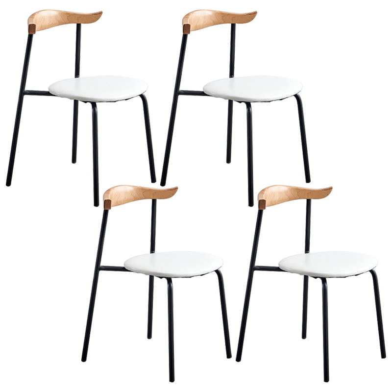 Chaises sans bras de salle à manger contemporaines en métal, chaise latérale de salle à manger à dossier ouvert pour restaurant