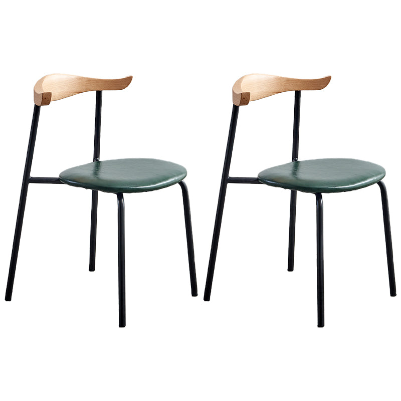 Chaises sans bras de salle à manger contemporaines en métal, chaise latérale de salle à manger à dossier ouvert pour restaurant