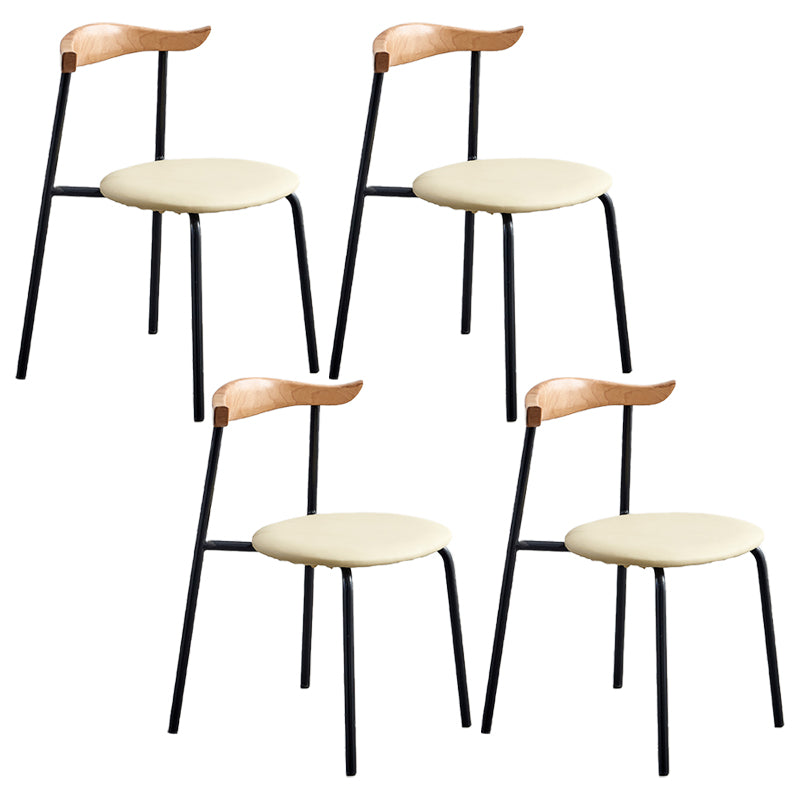 Chaises sans bras de salle à manger contemporaines en métal, chaise latérale de salle à manger à dossier ouvert pour restaurant