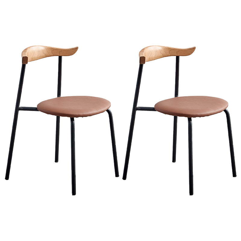 Chaises sans bras de salle à manger contemporaines en métal, chaise latérale de salle à manger à dossier ouvert pour restaurant