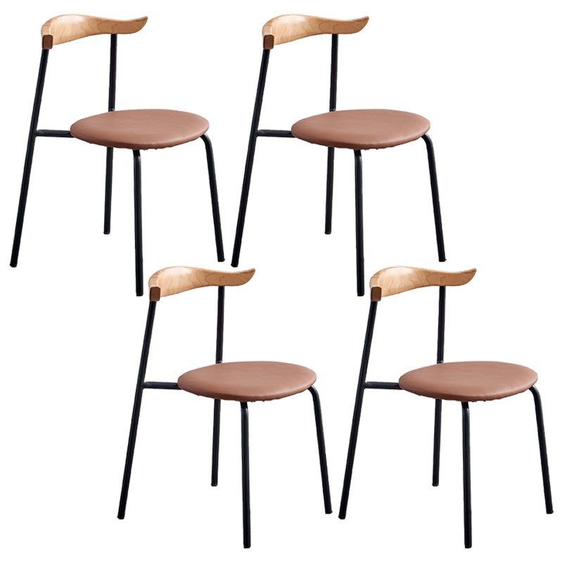 Chaises sans bras de salle à manger contemporaines en métal, chaise latérale de salle à manger à dossier ouvert pour restaurant