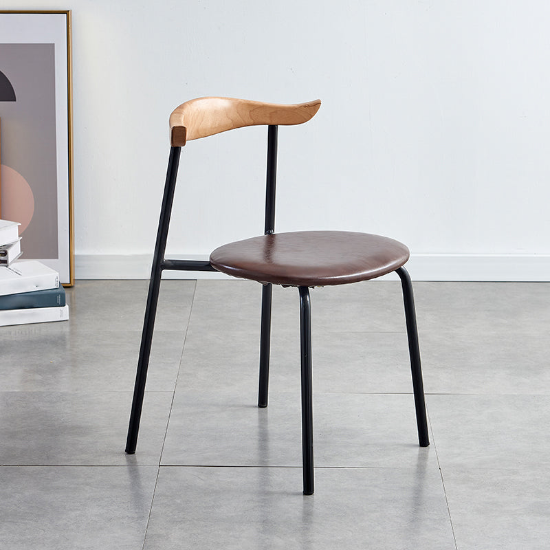 Chaises sans bras de salle à manger contemporaines en métal, chaise latérale de salle à manger à dossier ouvert pour restaurant