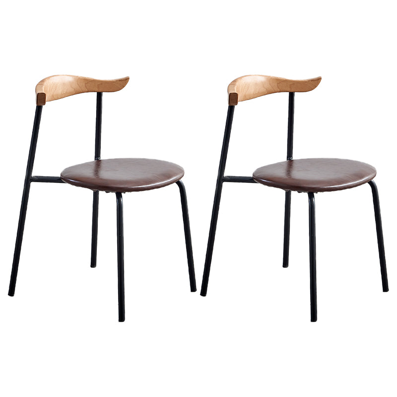 Chaises sans bras de salle à manger contemporaines en métal, chaise latérale de salle à manger à dossier ouvert pour restaurant