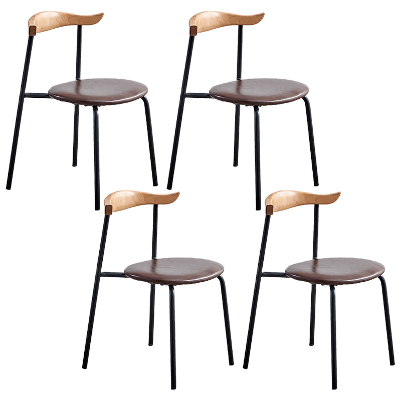 Chaises sans bras de salle à manger contemporaines en métal, chaise latérale de salle à manger à dossier ouvert pour restaurant