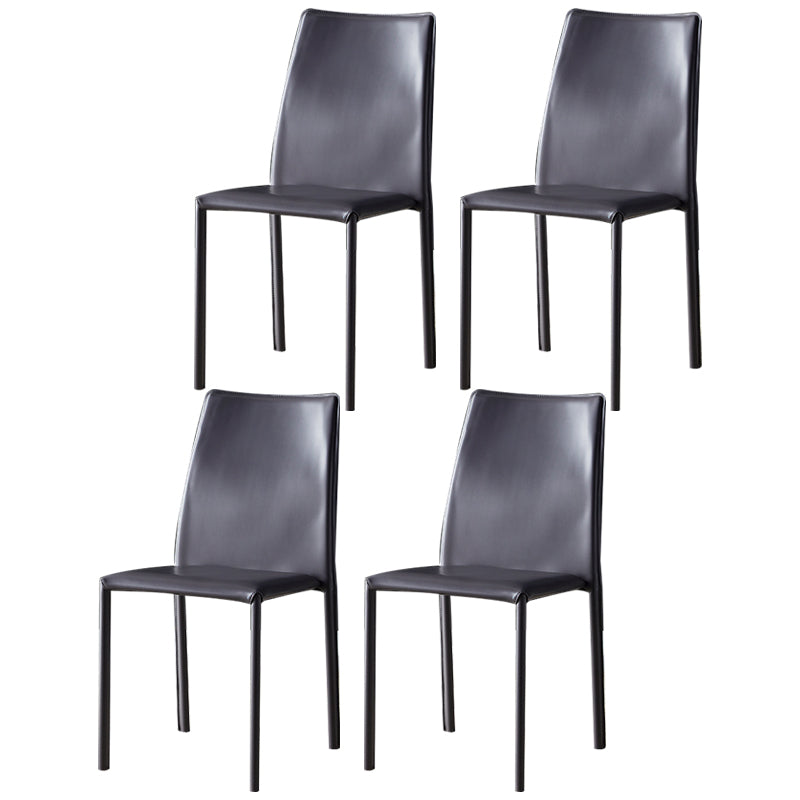 Sillas sin brazos con respaldo sólido, sillas laterales de comedor apilables con patas de metal