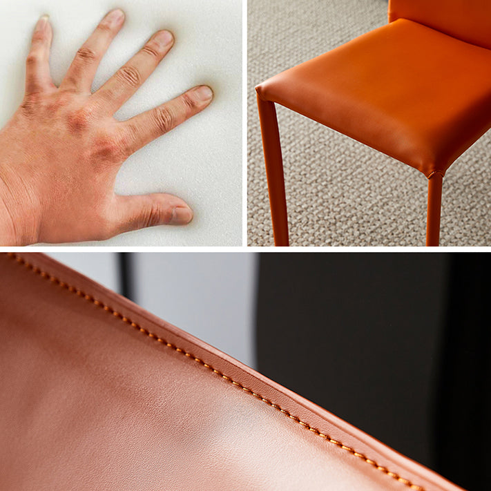 Sillas sin brazos con respaldo sólido, sillas laterales de comedor apilables con patas de metal