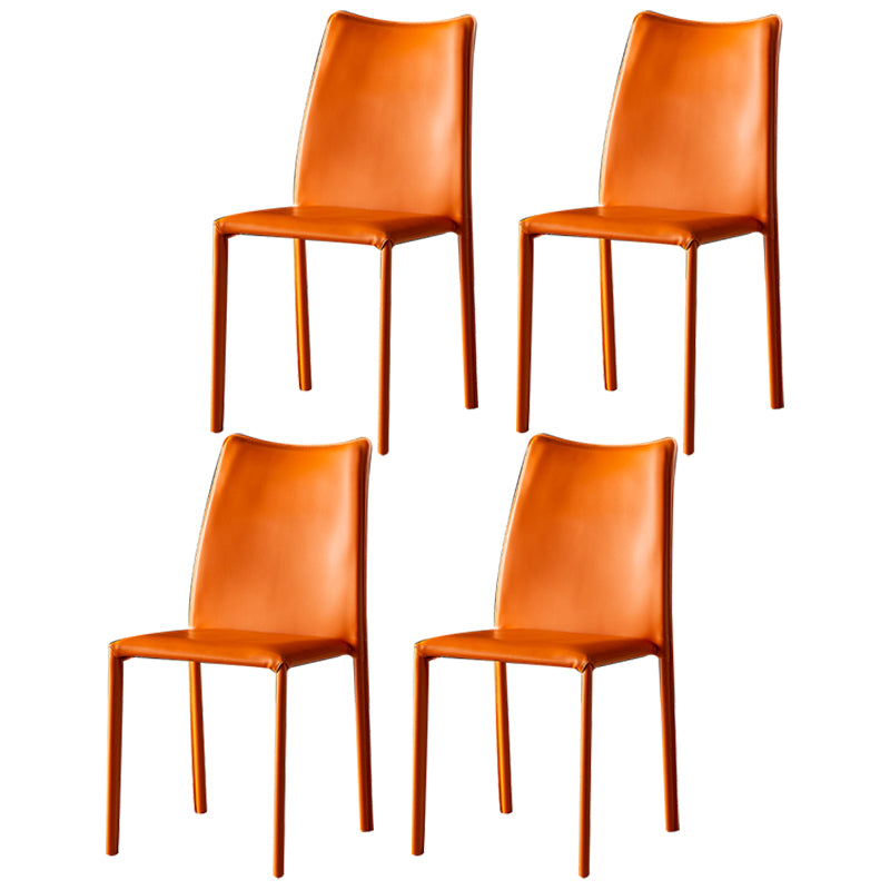 Sillas sin brazos con respaldo sólido, sillas laterales de comedor apilables con patas de metal