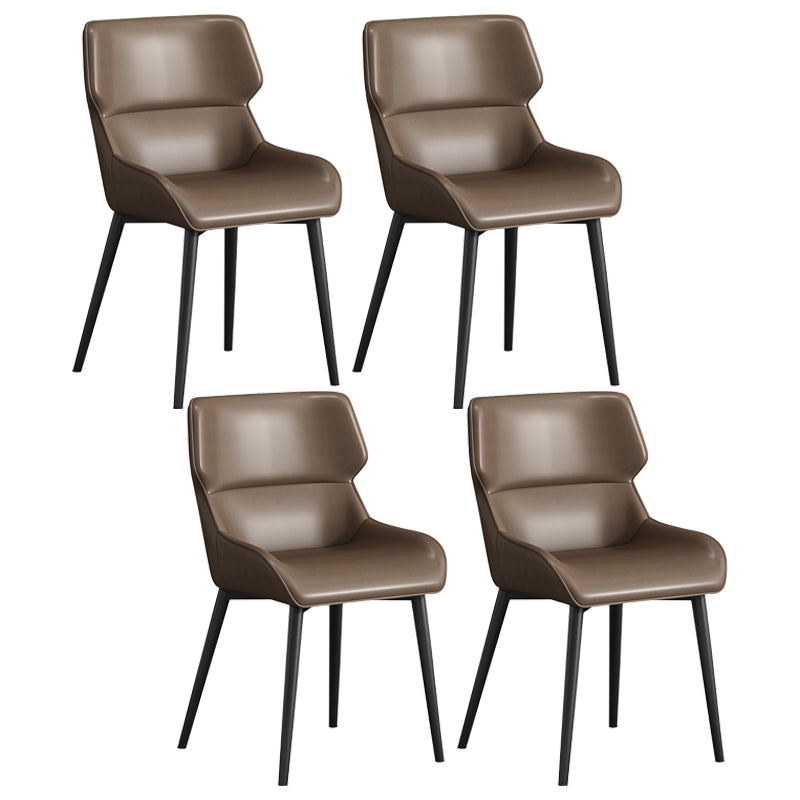 Hedendaagse faux lederen eetkamerstoelen Wingback arm stoel met metalen benen (set van 4)