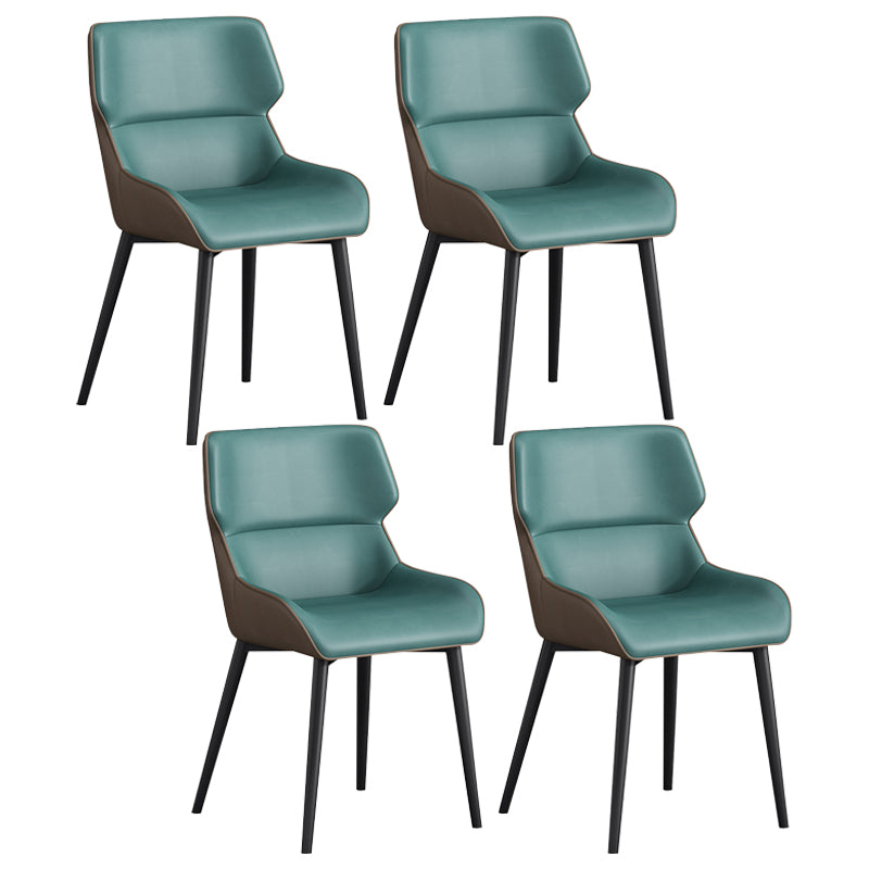 Hedendaagse faux lederen eetkamerstoelen Wingback arm stoel met metalen benen (set van 4)
