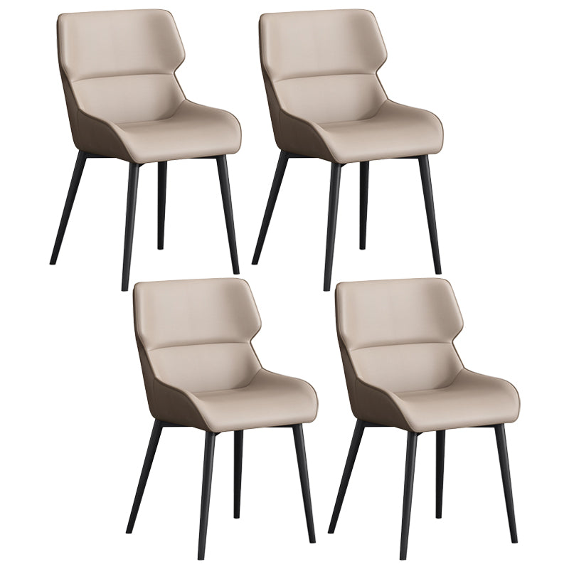 Hedendaagse faux lederen eetkamerstoelen Wingback arm stoel met metalen benen (set van 4)