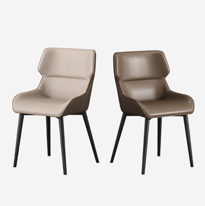 Hedendaagse faux lederen eetkamerstoelen Wingback arm stoel met metalen benen (set van 4)
