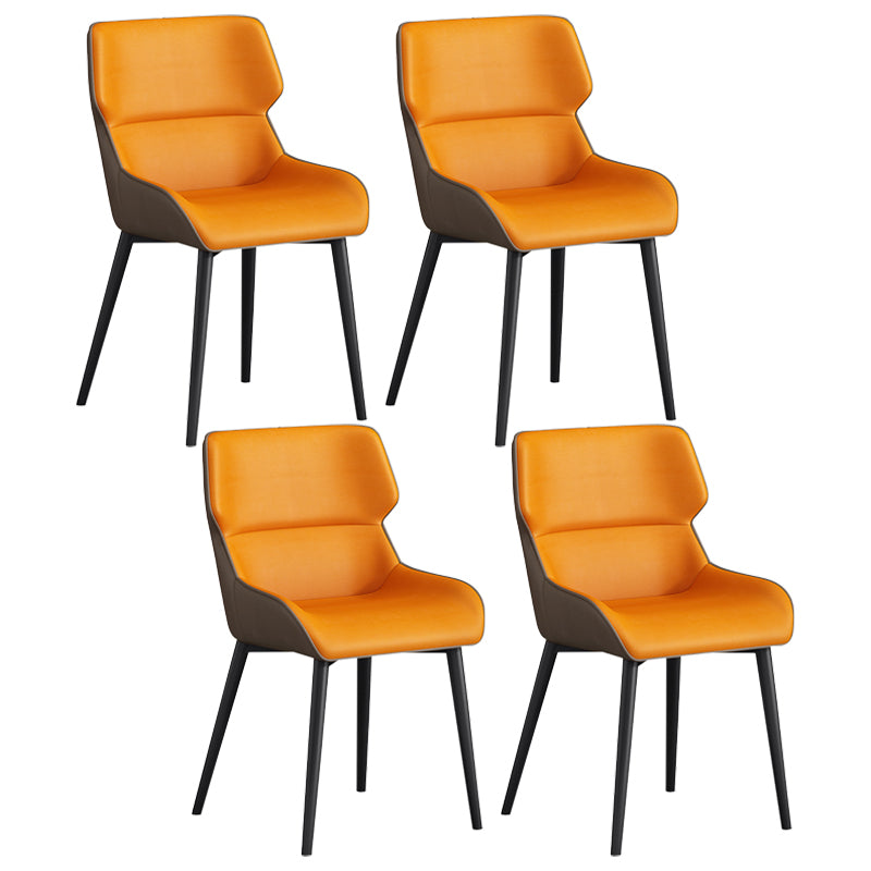 Hedendaagse faux lederen eetkamerstoelen Wingback arm stoel met metalen benen (set van 4)