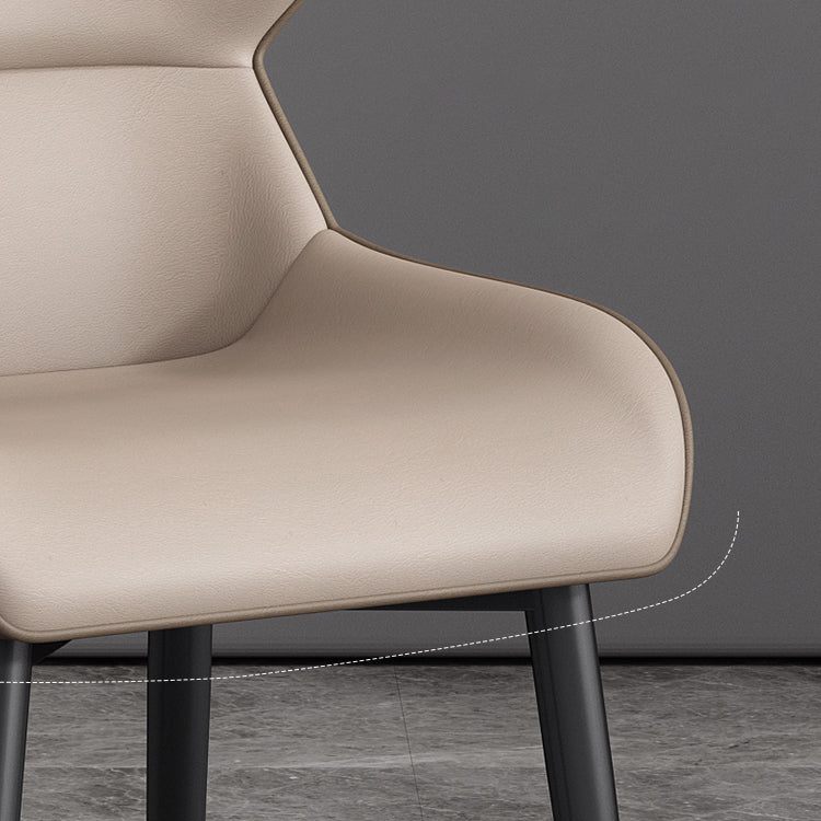 Hedendaagse faux lederen eetkamerstoelen Wingback arm stoel met metalen benen (set van 4)