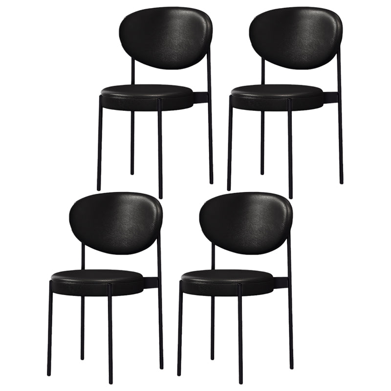 Silla lateral escandinava casera Silla tapizada del comedor con respaldo abierto de metal