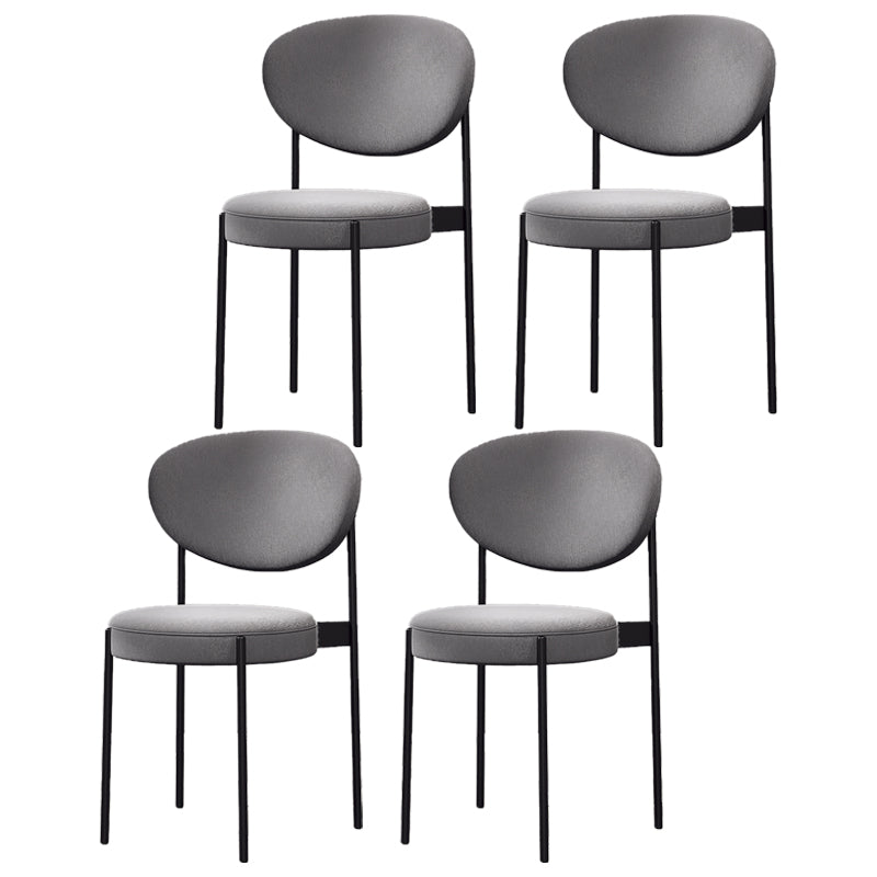 Silla lateral escandinava casera Silla tapizada del comedor con respaldo abierto de metal