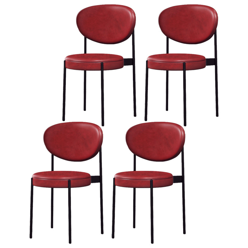 Silla lateral escandinava casera Silla tapizada del comedor con respaldo abierto de metal