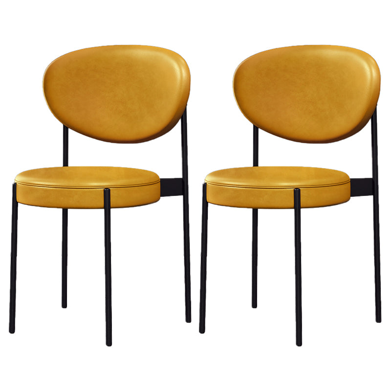Silla lateral escandinava casera Silla tapizada del comedor con respaldo abierto de metal