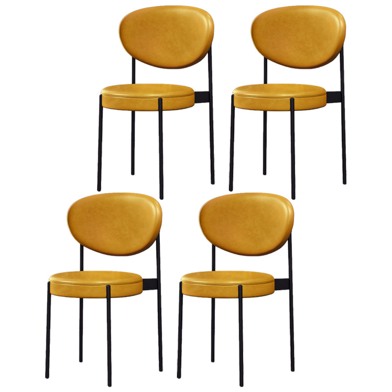 Silla lateral escandinava casera Silla tapizada del comedor con respaldo abierto de metal