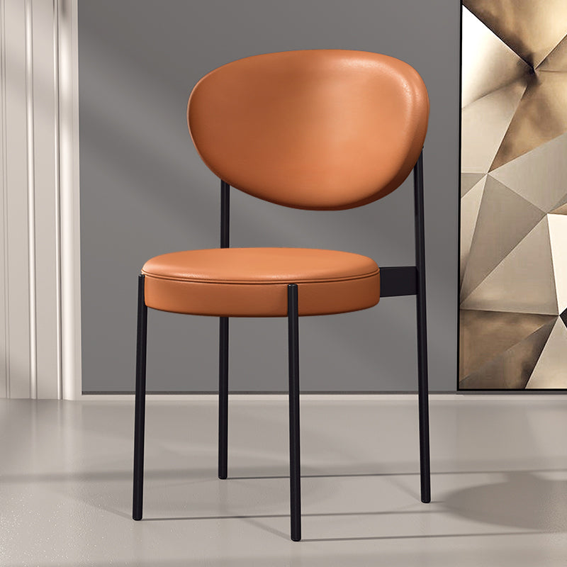 Silla lateral escandinava casera Silla tapizada del comedor con respaldo abierto de metal