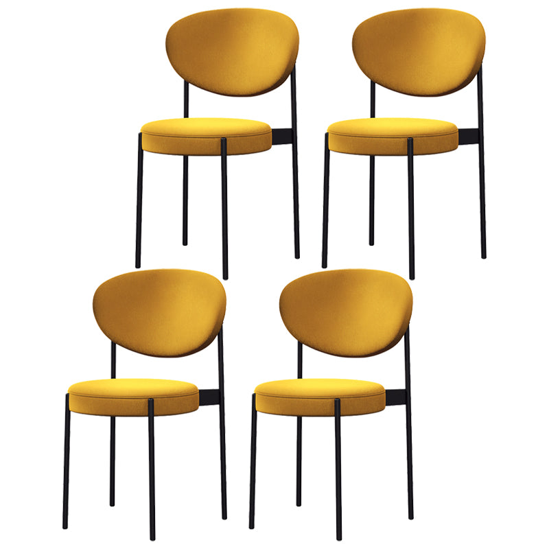 Silla lateral escandinava casera Silla tapizada del comedor con respaldo abierto de metal