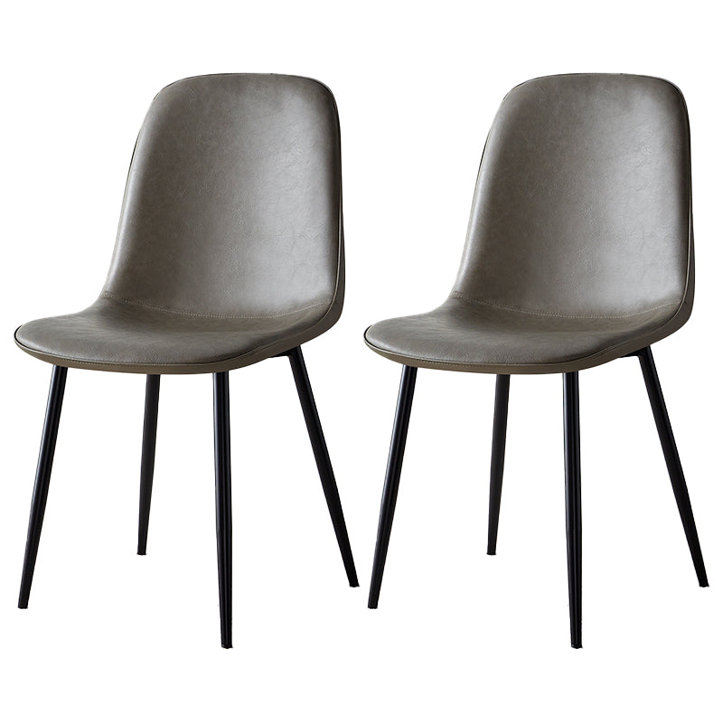 Silla lateral casera escandinava Silla de comedor tapizada con respaldo sólido de metal