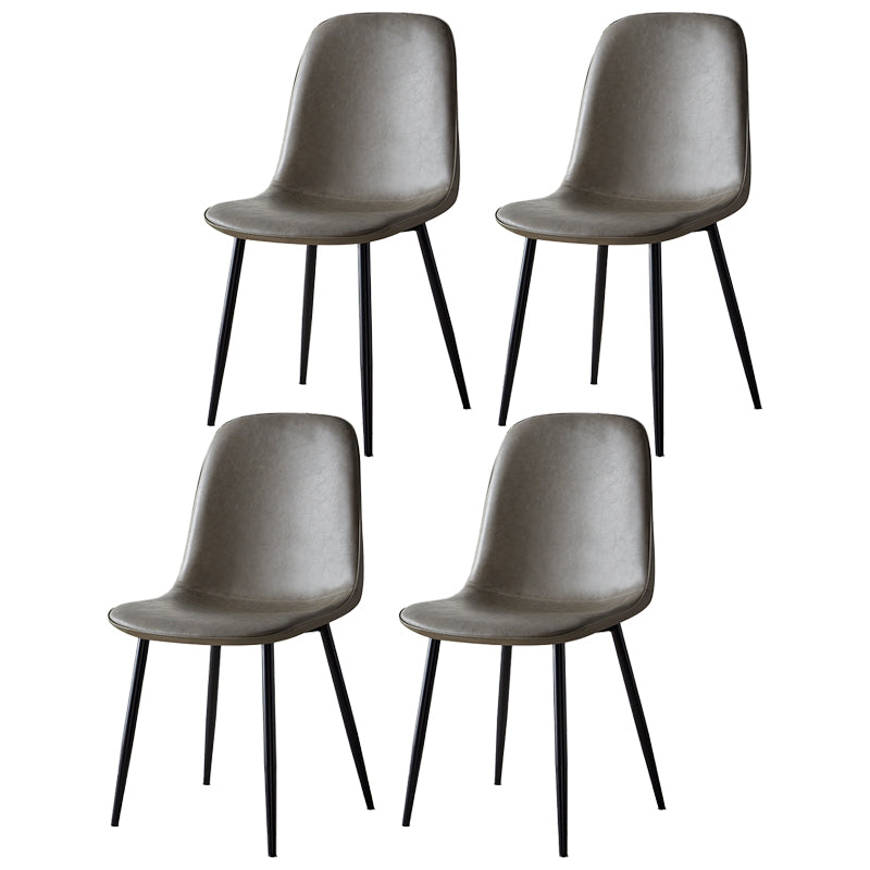Silla lateral casera escandinava Silla de comedor tapizada con respaldo sólido de metal