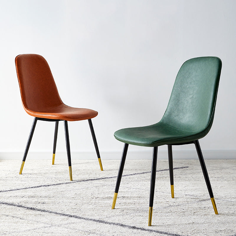 Silla lateral casera escandinava Silla de comedor tapizada con respaldo sólido de metal