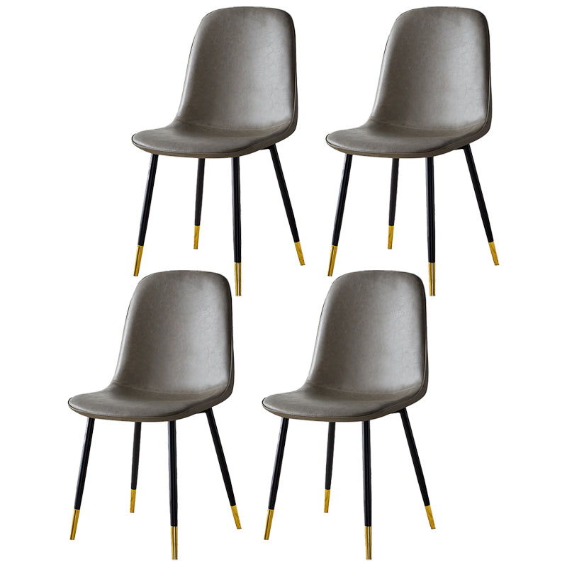 Silla lateral casera escandinava Silla de comedor tapizada con respaldo sólido de metal