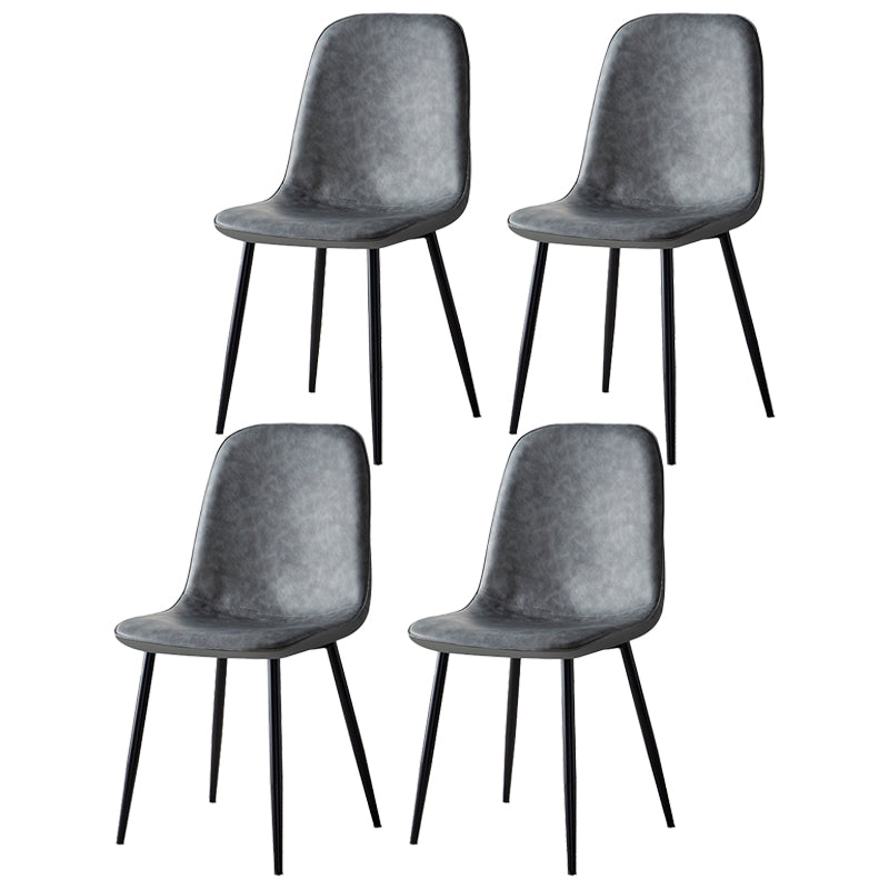 Silla lateral casera escandinava Silla de comedor tapizada con respaldo sólido de metal