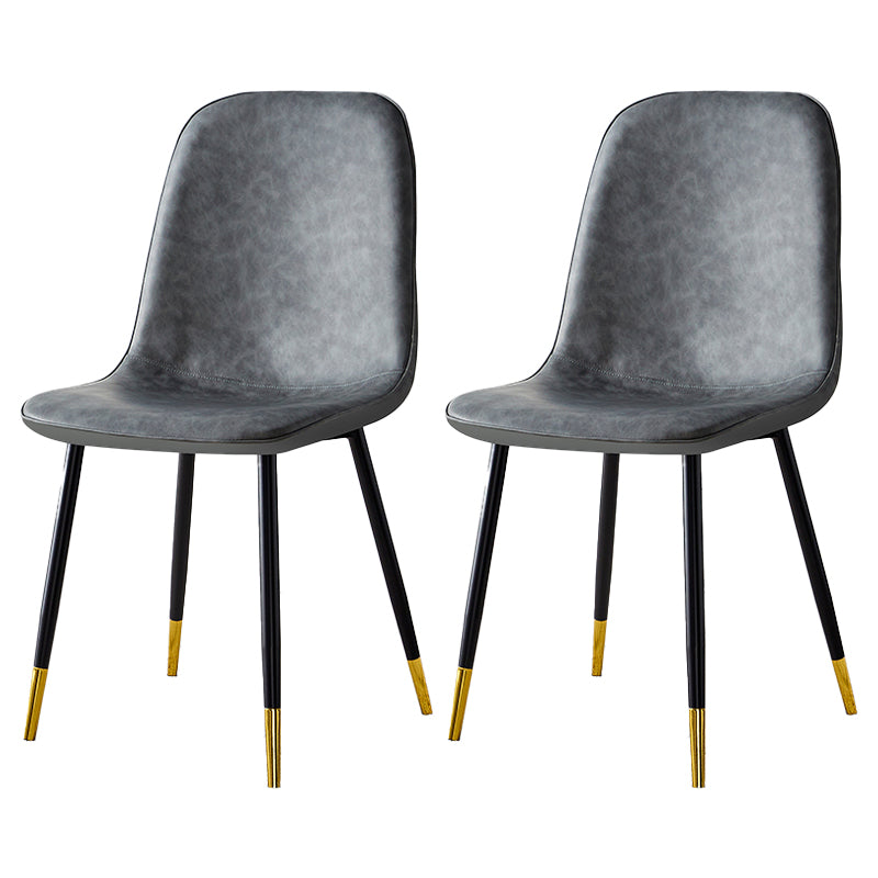 Silla lateral casera escandinava Silla de comedor tapizada con respaldo sólido de metal