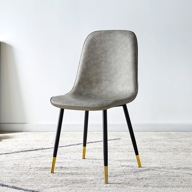 Silla lateral casera escandinava Silla de comedor tapizada con respaldo sólido de metal