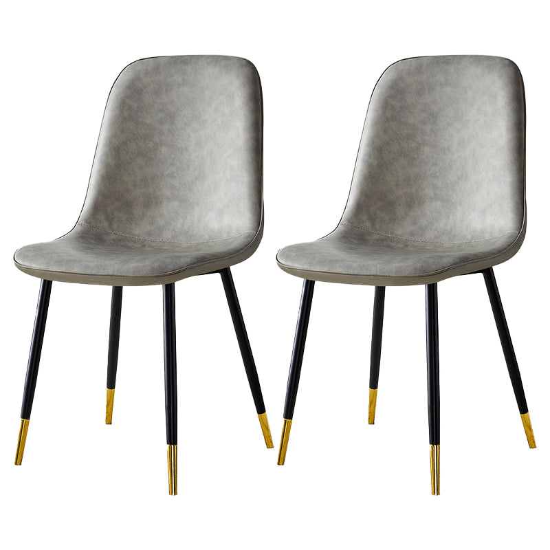 Silla lateral casera escandinava Silla de comedor tapizada con respaldo sólido de metal