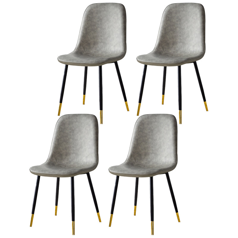 Silla lateral casera escandinava Silla de comedor tapizada con respaldo sólido de metal