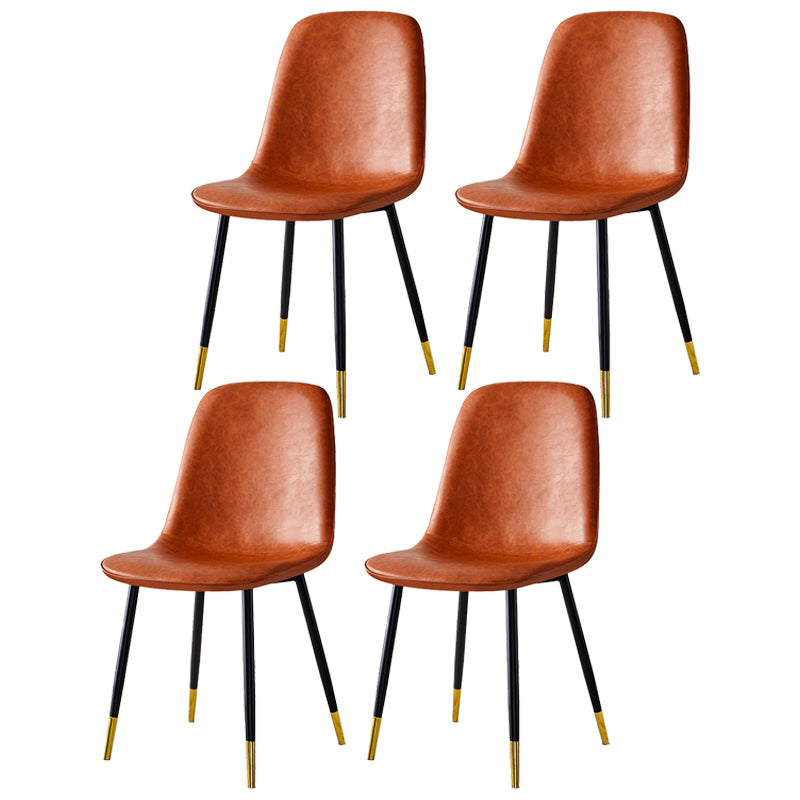 Silla lateral casera escandinava Silla de comedor tapizada con respaldo sólido de metal