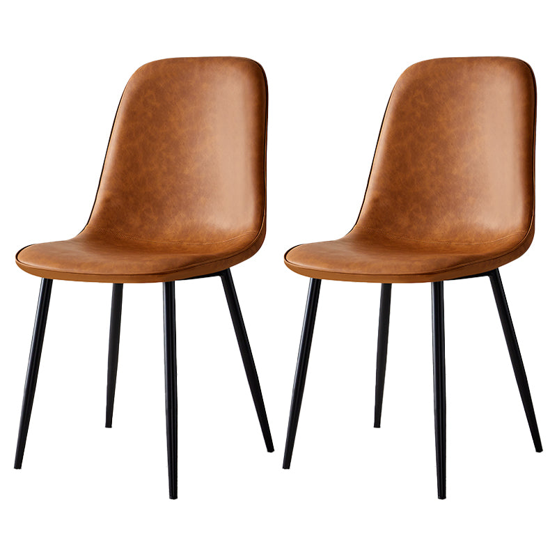 Silla lateral casera escandinava Silla de comedor tapizada con respaldo sólido de metal