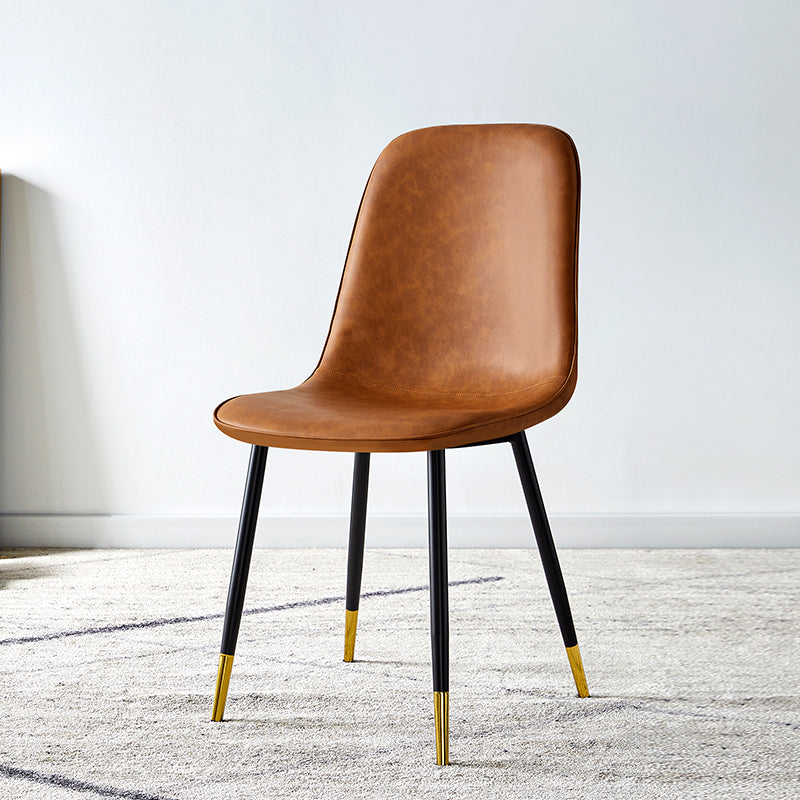 Silla lateral casera escandinava Silla de comedor tapizada con respaldo sólido de metal
