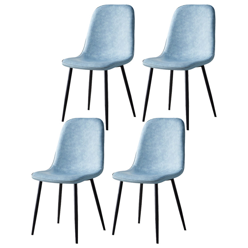 Silla lateral casera escandinava Silla de comedor tapizada con respaldo sólido de metal