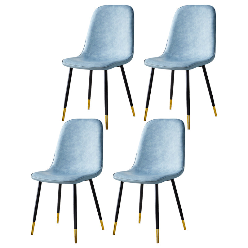 Silla lateral casera escandinava Silla de comedor tapizada con respaldo sólido de metal