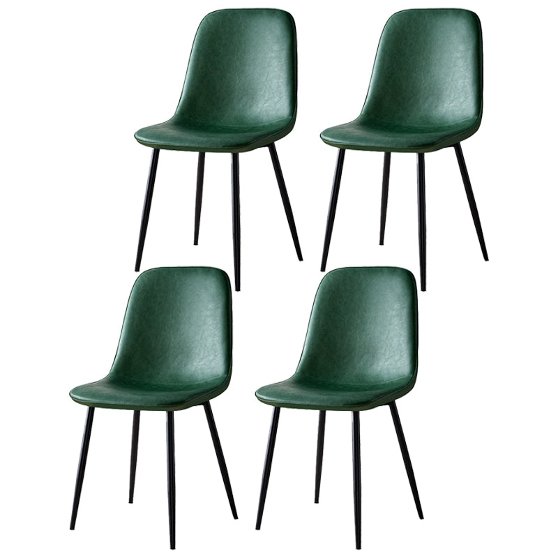 Silla lateral casera escandinava Silla de comedor tapizada con respaldo sólido de metal