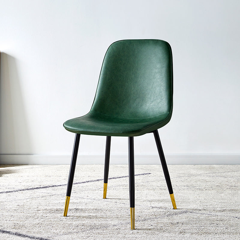 Silla lateral casera escandinava Silla de comedor tapizada con respaldo sólido de metal