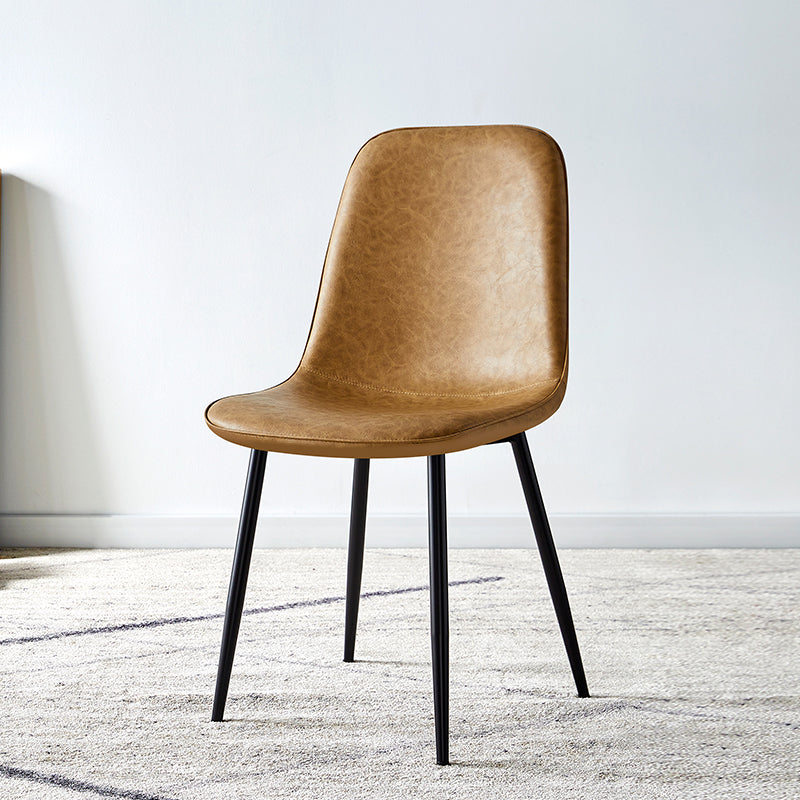 Silla lateral casera escandinava Silla de comedor tapizada con respaldo sólido de metal
