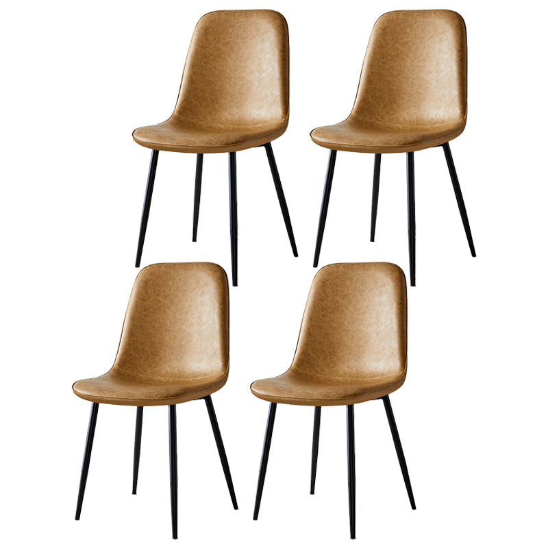 Silla lateral casera escandinava Silla de comedor tapizada con respaldo sólido de metal
