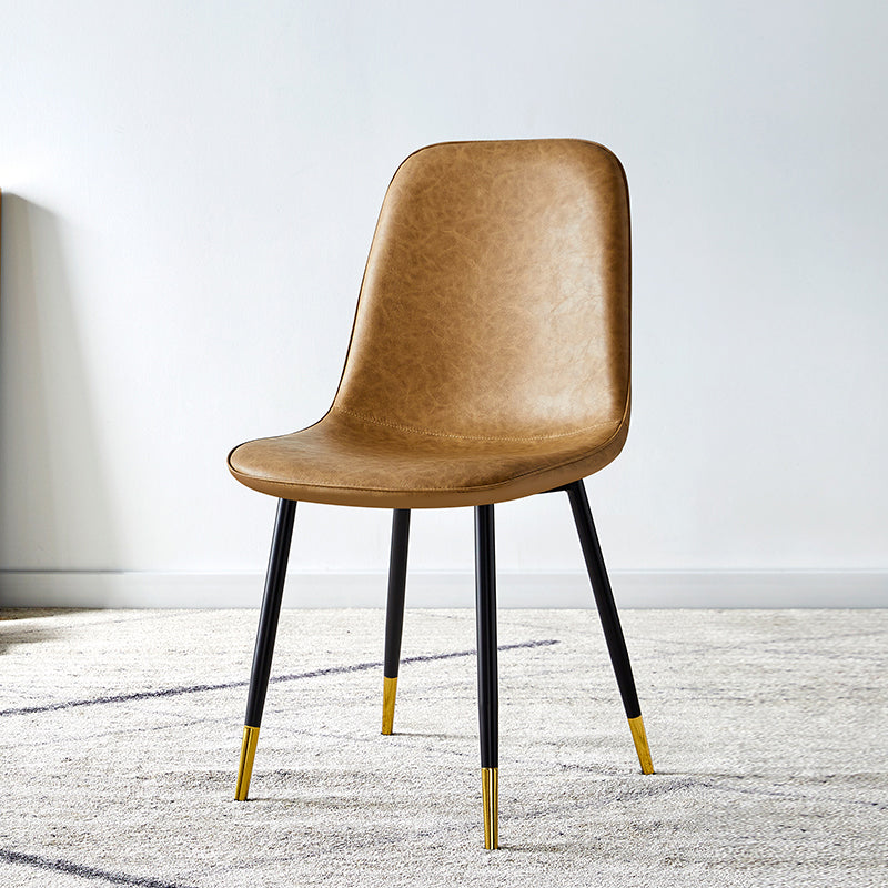 Silla lateral casera escandinava Silla de comedor tapizada con respaldo sólido de metal