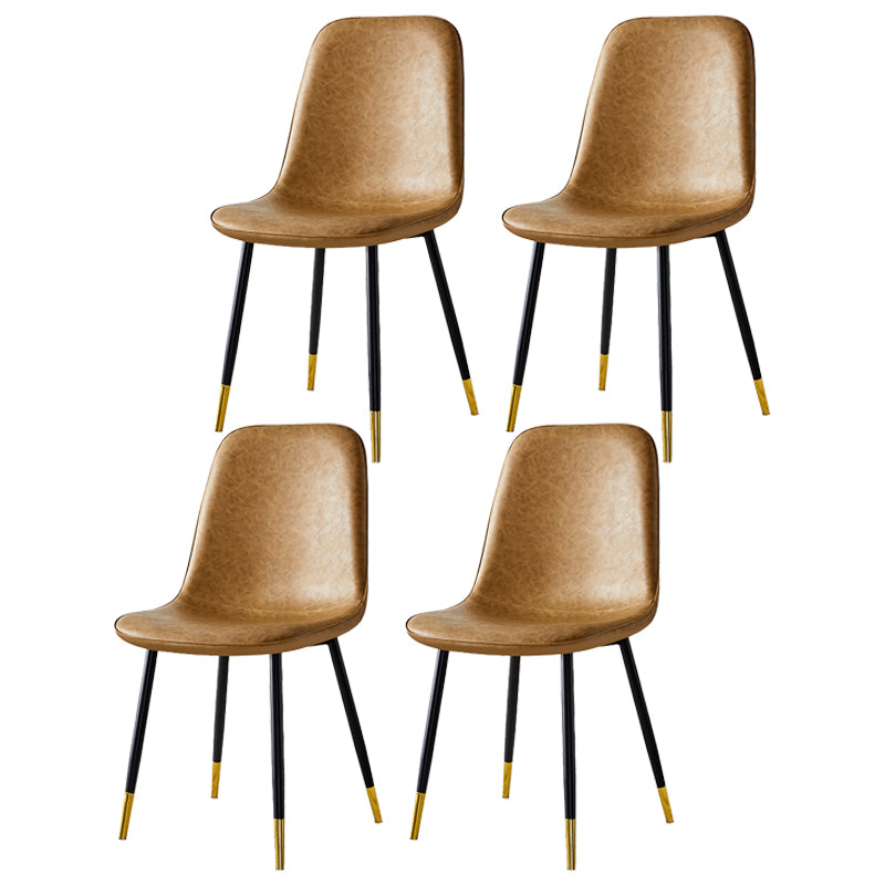Silla lateral casera escandinava Silla de comedor tapizada con respaldo sólido de metal