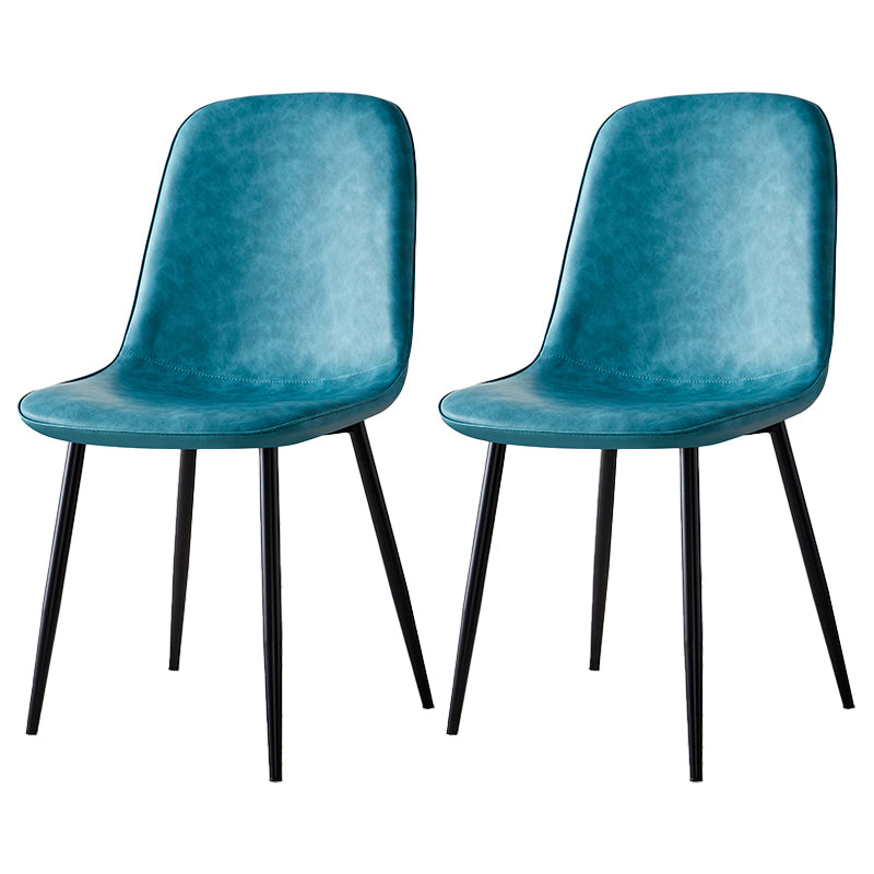 Silla lateral casera escandinava Silla de comedor tapizada con respaldo sólido de metal