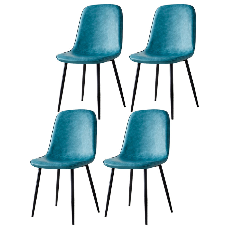 Silla lateral casera escandinava Silla de comedor tapizada con respaldo sólido de metal