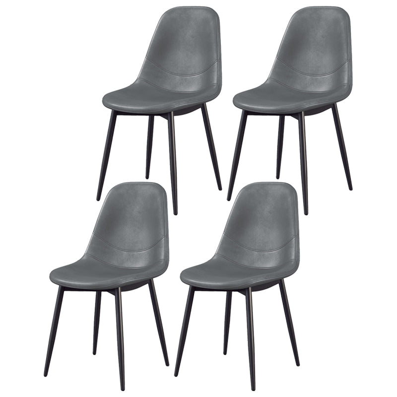 Silla lateral casera escandinava Silla de comedor tapizada con respaldo sólido de metal