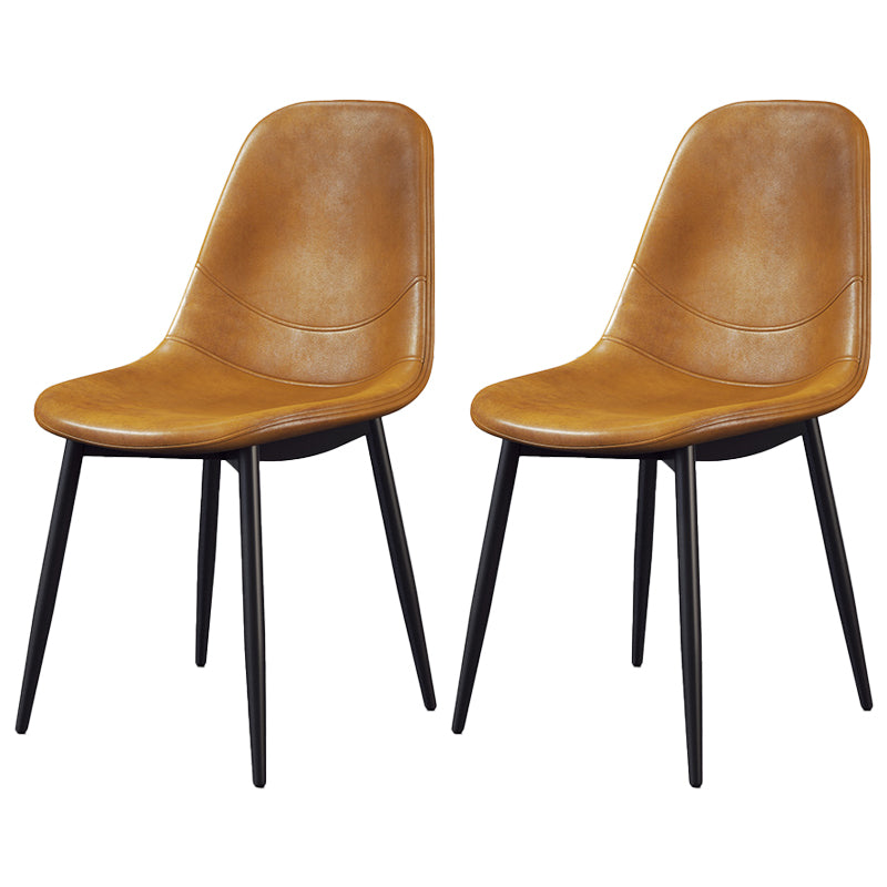 Silla lateral casera escandinava Silla de comedor tapizada con respaldo sólido de metal