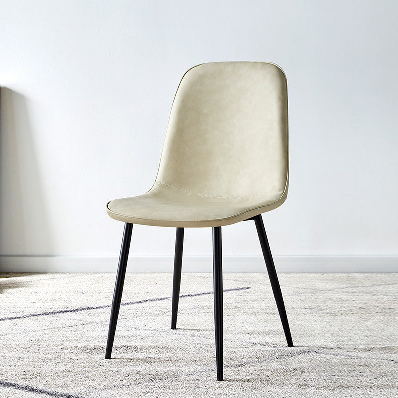 Chaise d'appoint scandinave en métal, chaise de salle à manger rembourrée à dossier solide